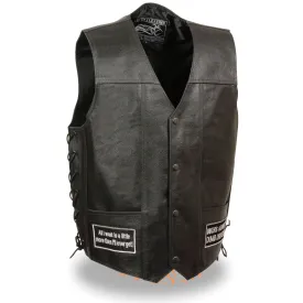 Men’s Black Side Lace Eagle& Flag Pre-Patched Vest