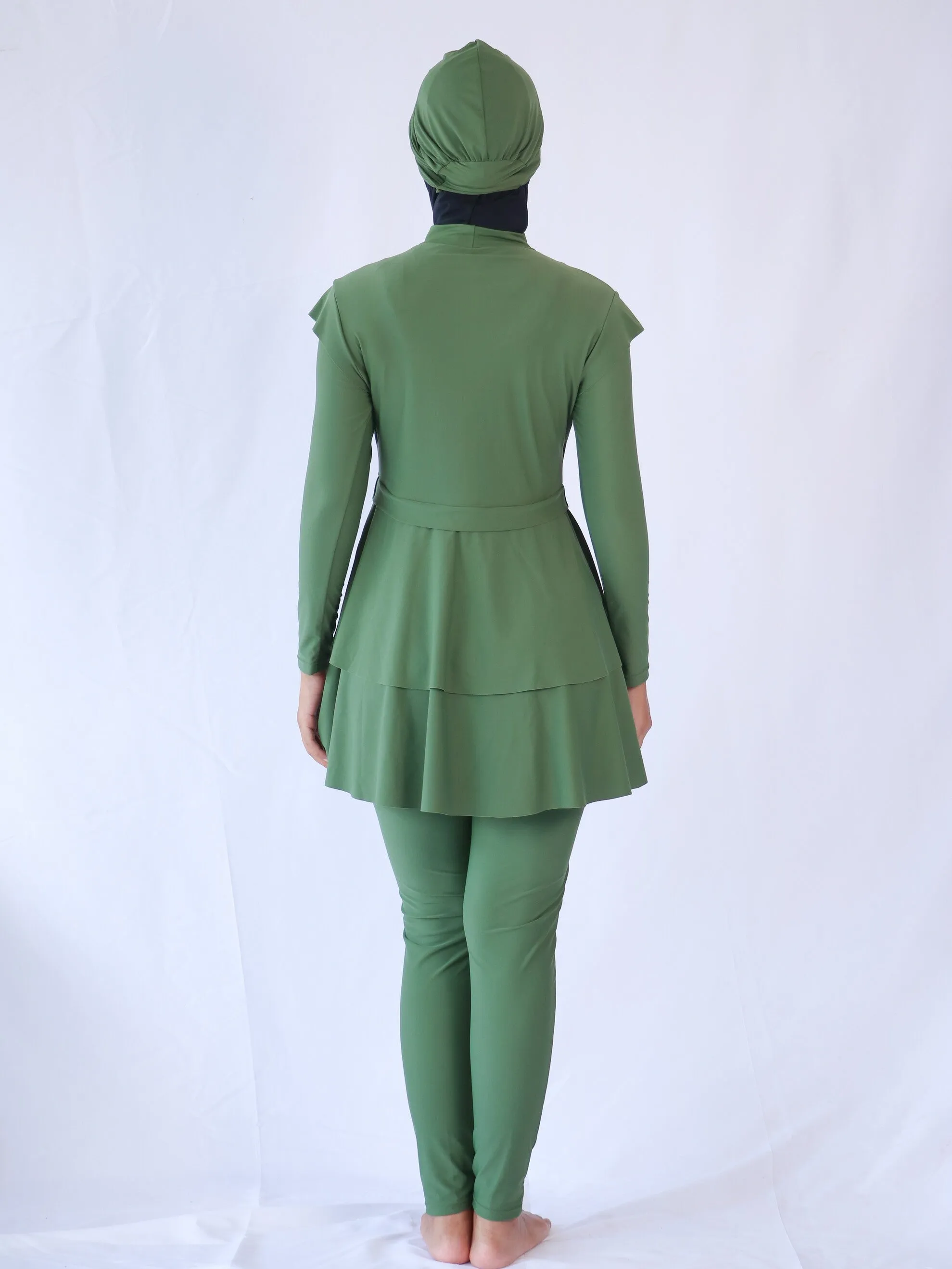 Modernly Modest Dayang Peplum Muslimah Swimwear Set in Sage Green (Plus Sizes Available)
