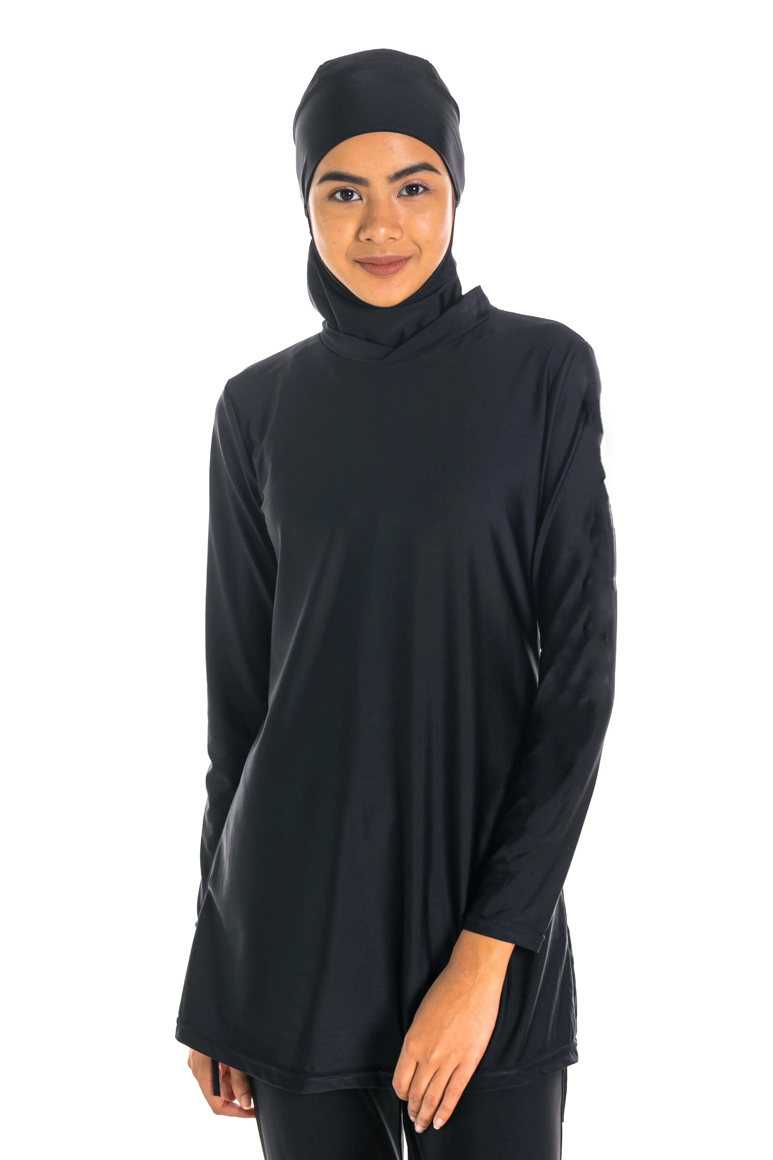 Modernly Modest Saloma Muslimah Swimwear Set Black (Plus Size Available)