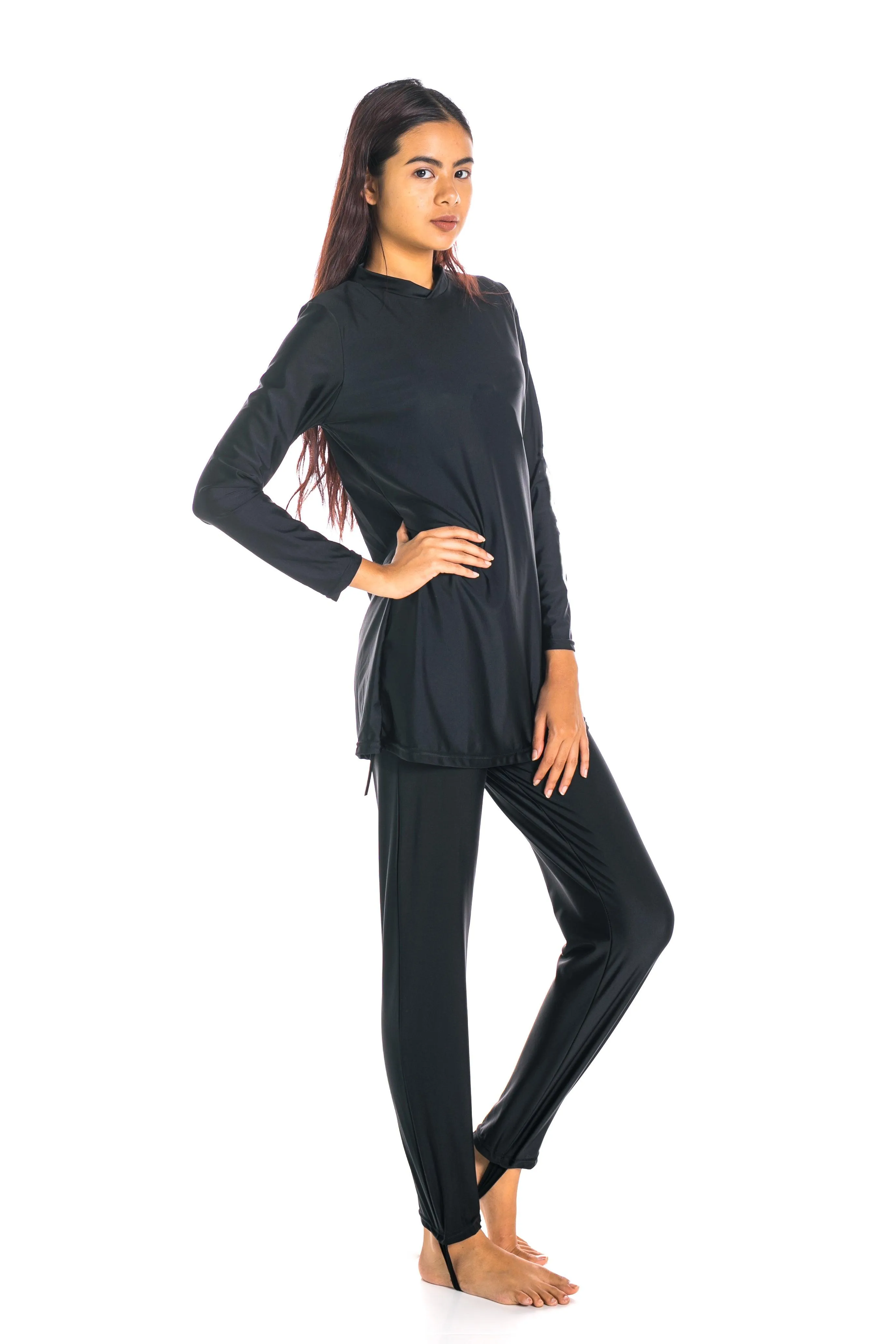 Modernly Modest Saloma Muslimah Swimwear Set Black (Plus Size Available)