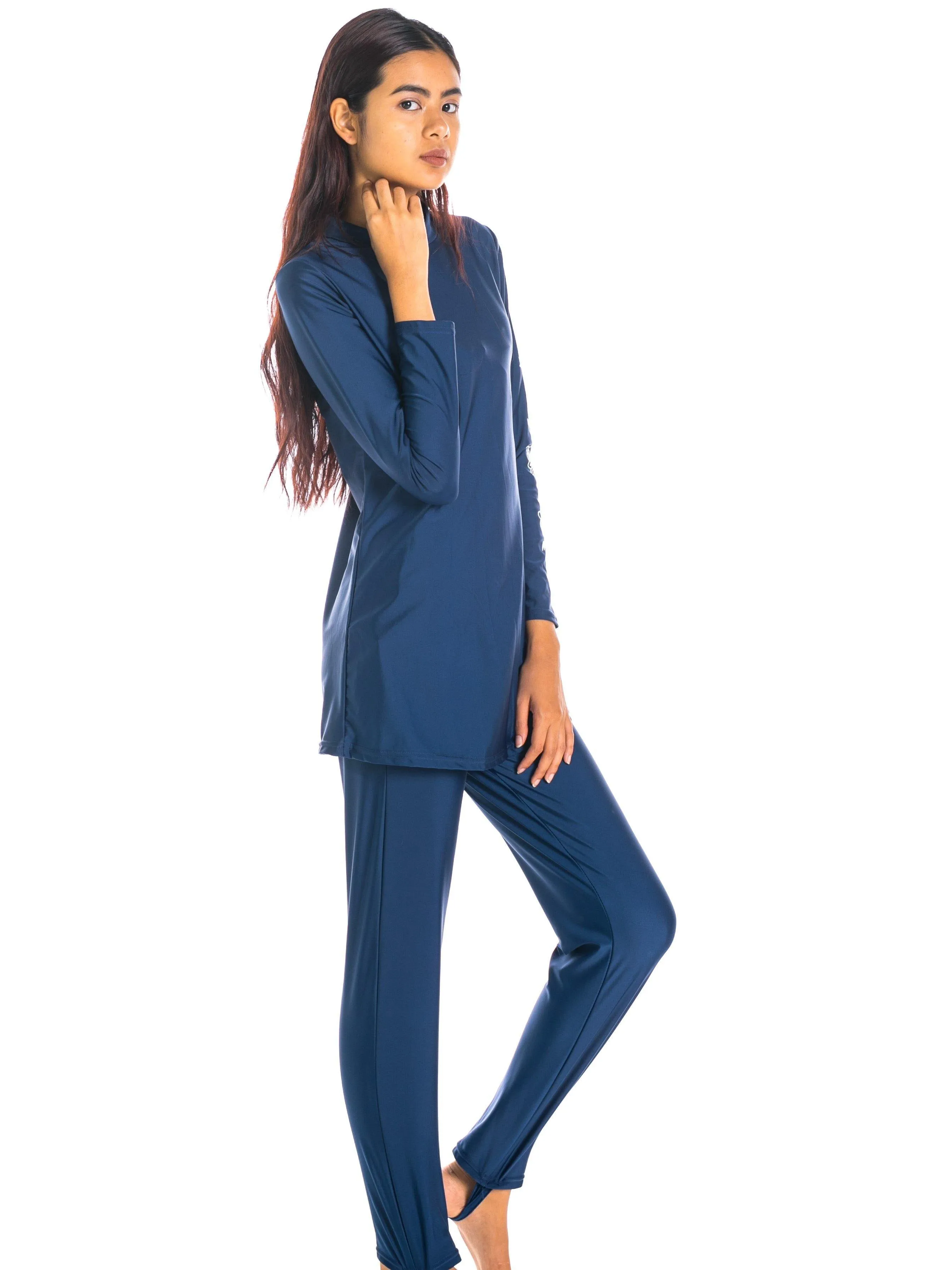 Modernly Modest Saloma Muslimah Swimwear Set Navy Blue (Plus Size Available)
