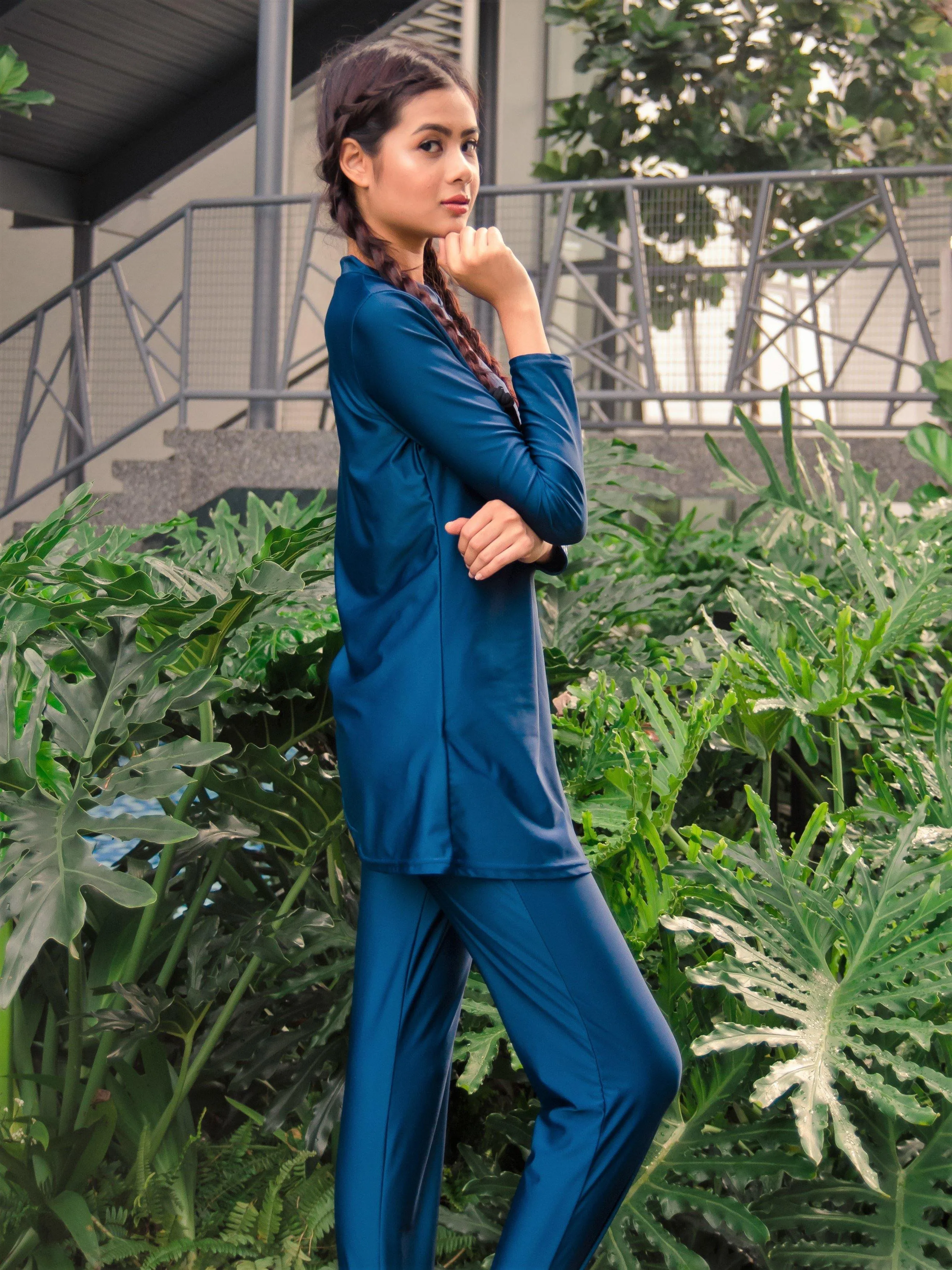 Modernly Modest Saloma Muslimah Swimwear Set Navy Blue (Plus Size Available)