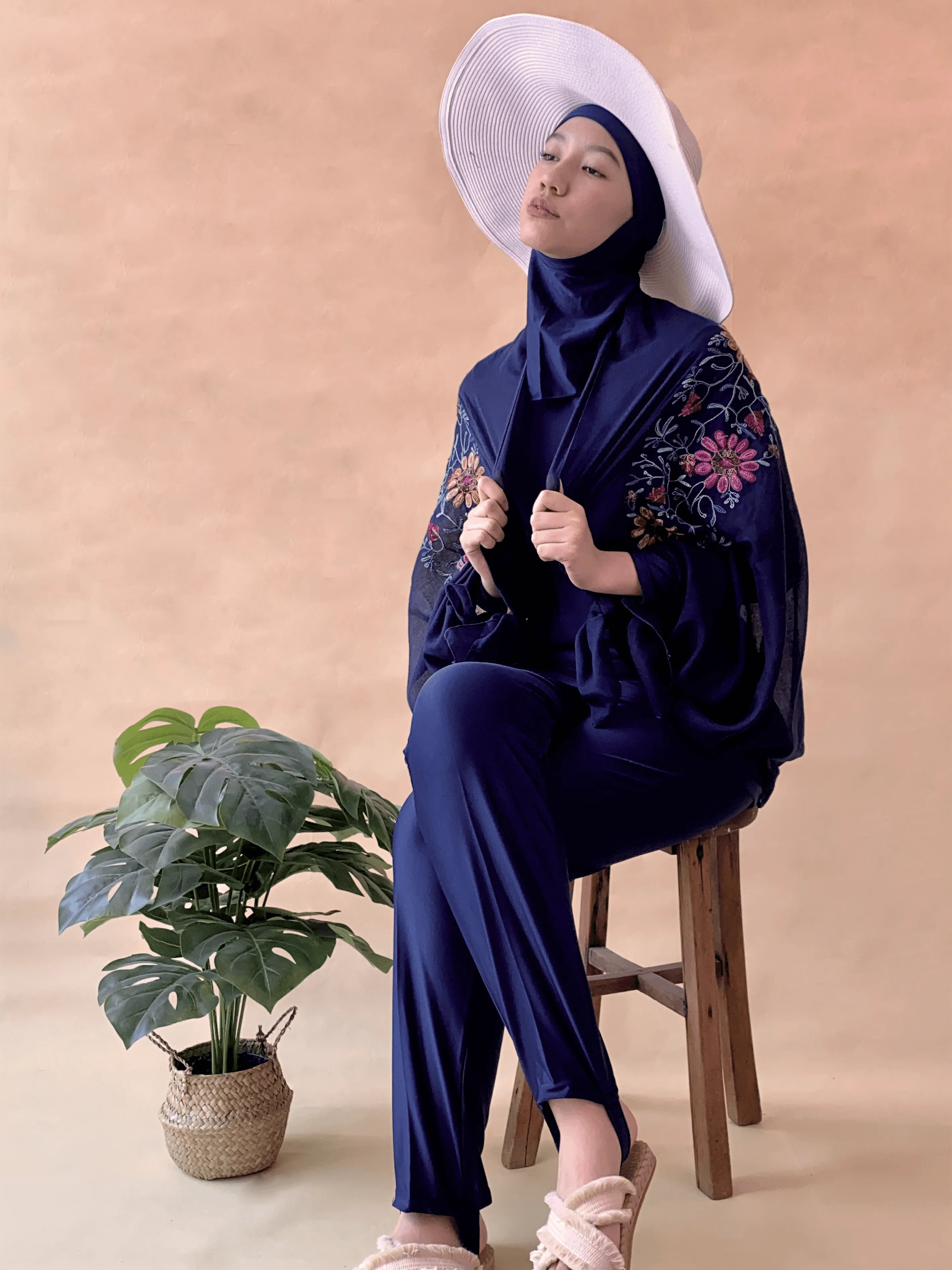 Modernly Modest Saloma Muslimah Swimwear Set Navy Blue (Plus Size Available)