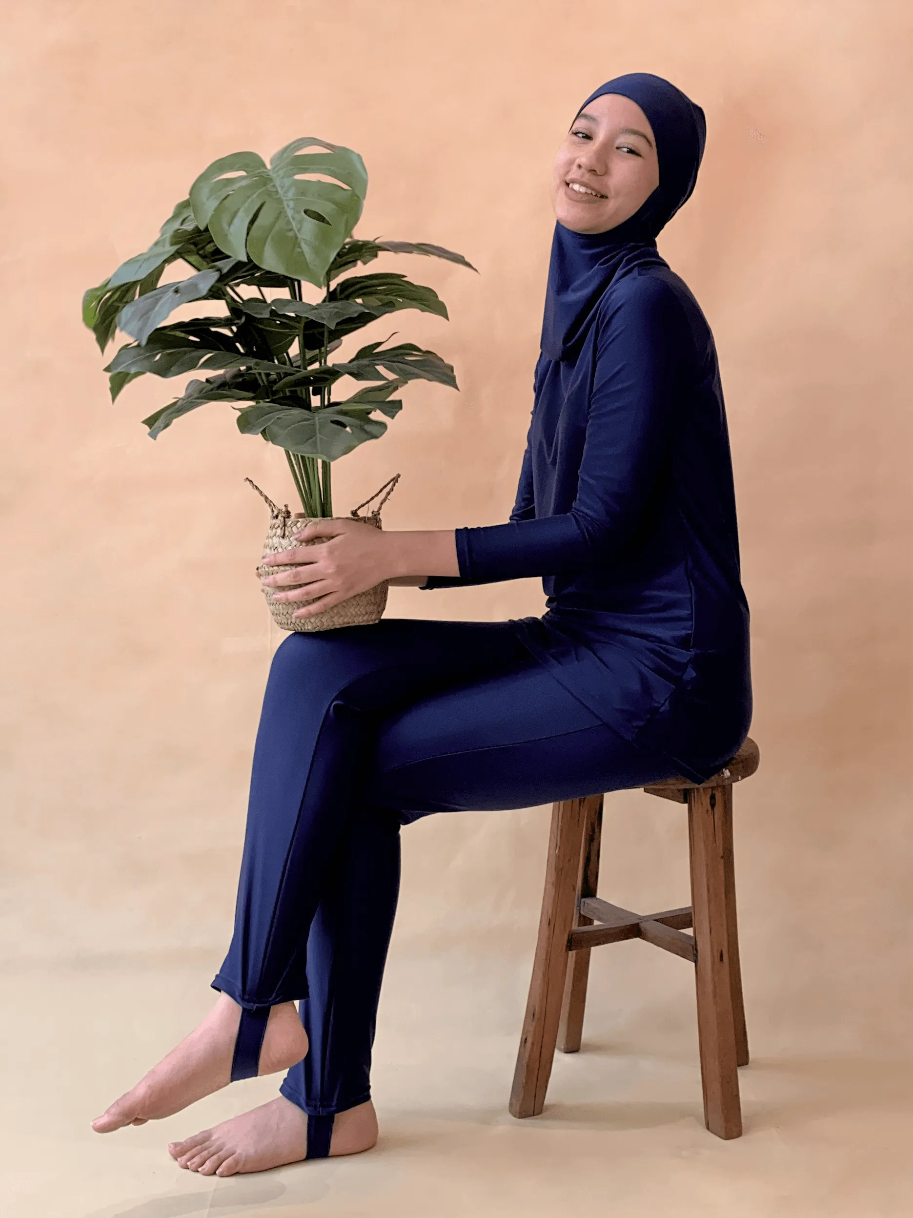 Modernly Modest Saloma Muslimah Swimwear Set Navy Blue (Plus Size Available)