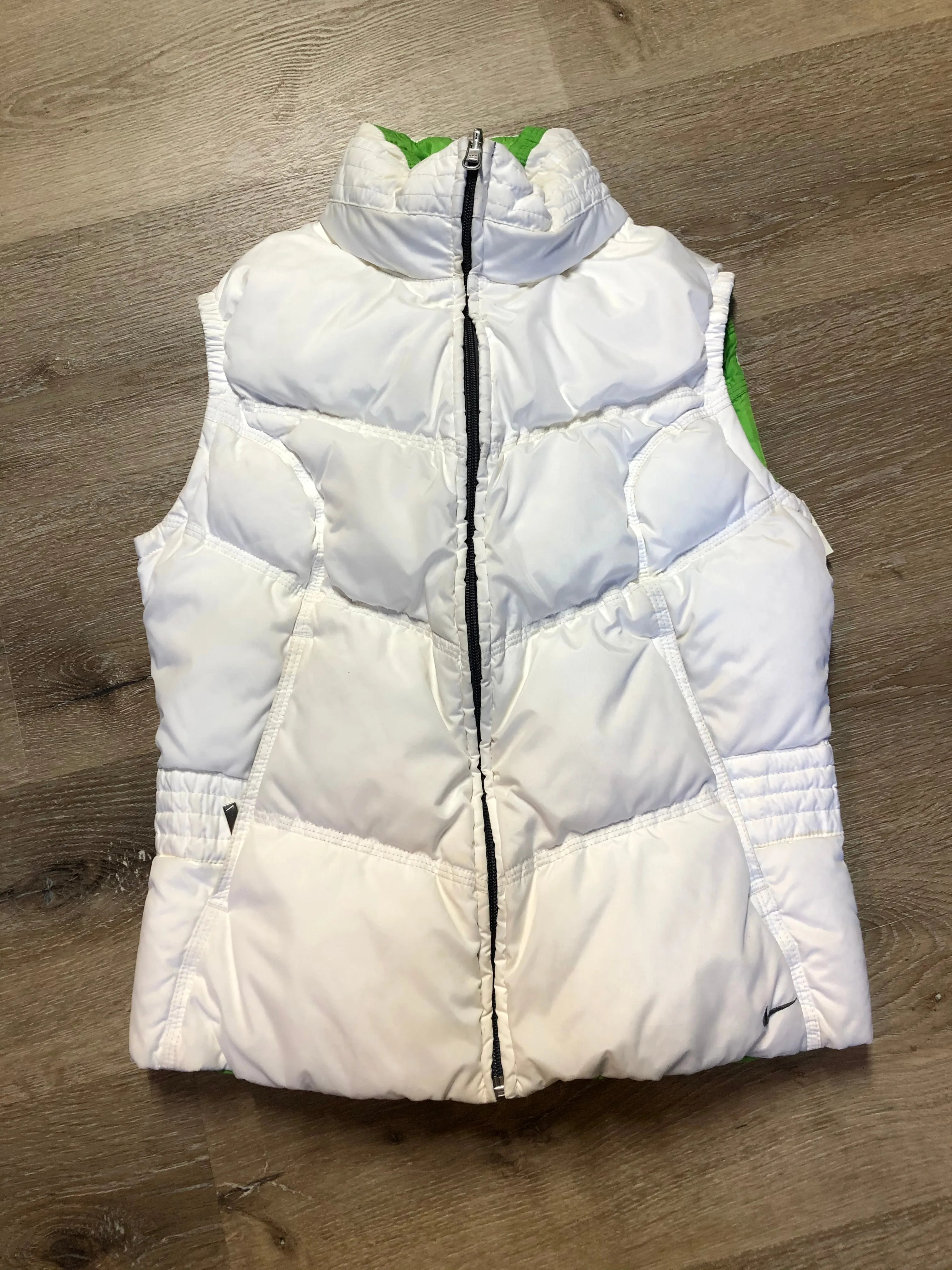 Nike White/ Green Reversible Down Filled Vest SOLD