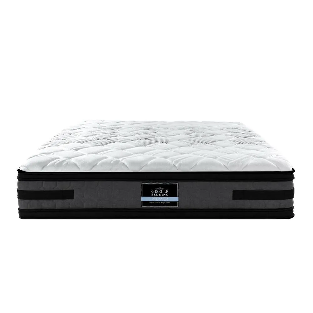 Queen Premium Package | Henley LED Storage Queen Bed Frame Black, Luna Series Euro Top Mattress (Medium Firm) & Bamboo Mattress Topper!