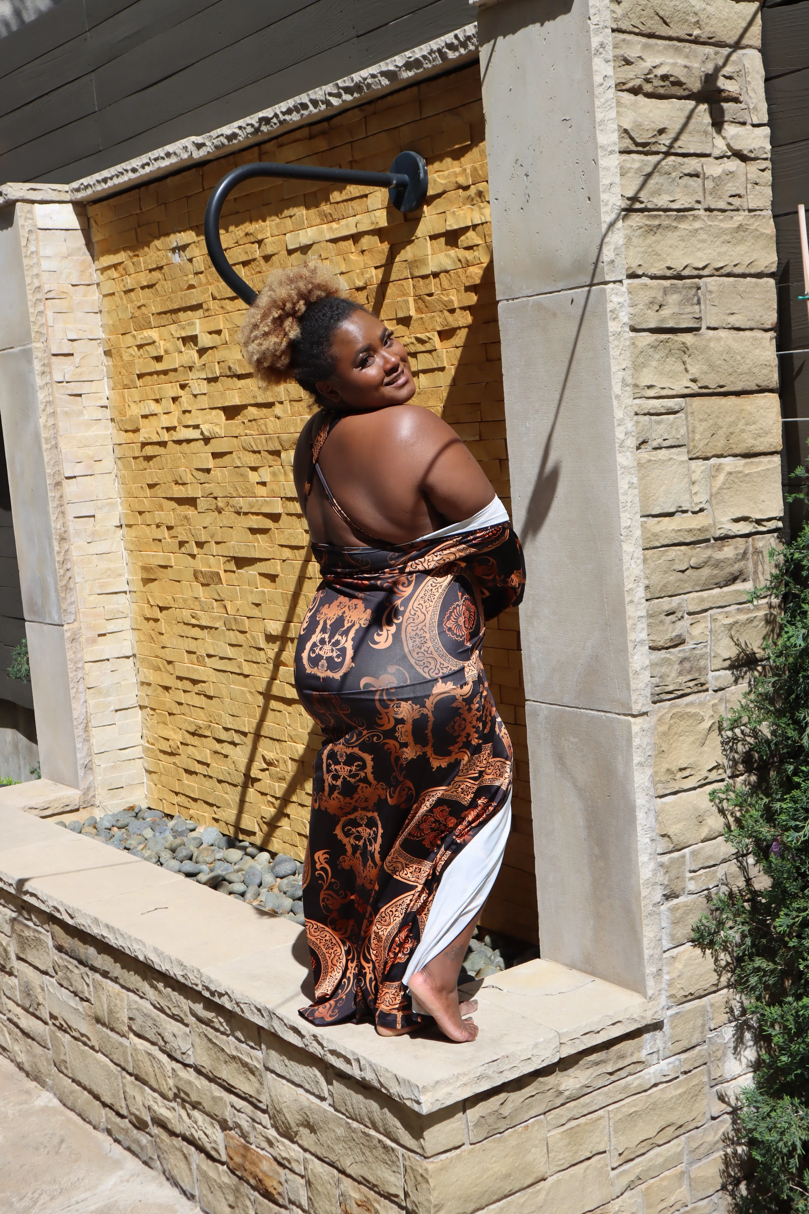 Rich Auntie Vibes Deep V Swimsuit and Kimono
