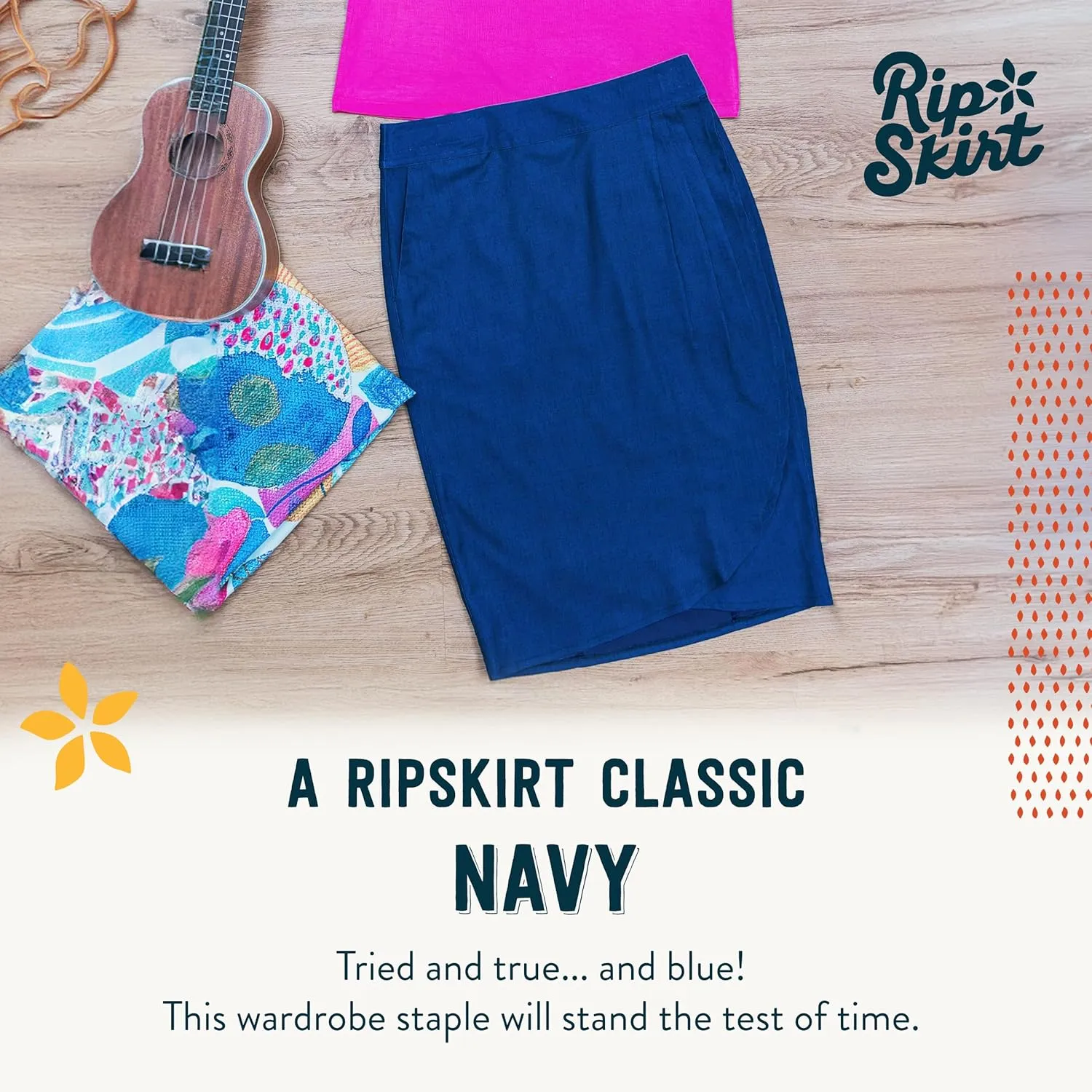 RipSkirt Hawaii Length 3 - Wrap Skirt for Women - Quick Dry Swim Cover-Up for Beach, Travel with Pocket