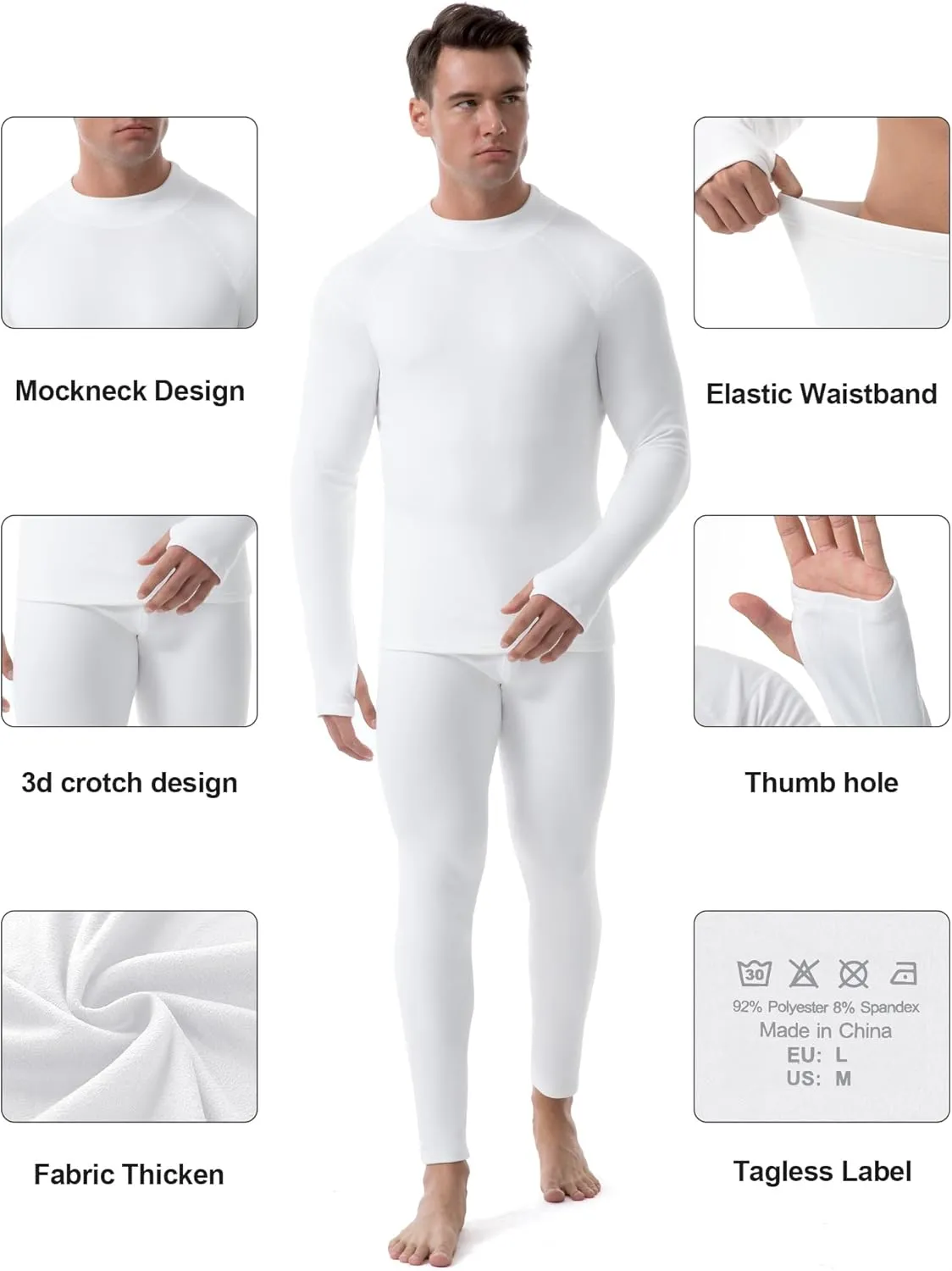 Runhit Mens Thermal Underwear SetFleece Lined Long Johns for Men Thermal Shirts and Pants Base Layer Cold Weather Thermals