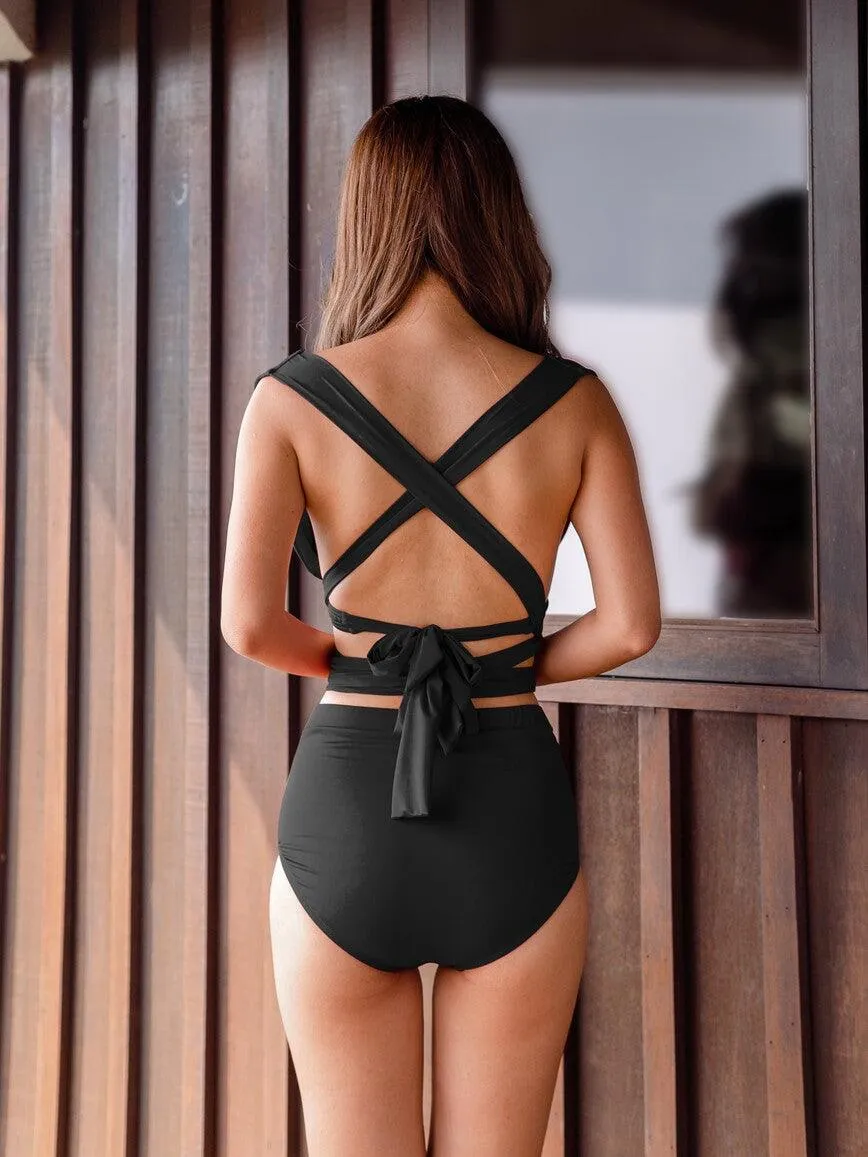 SIGNATURE INFINITY Anggun Convertible High Waist Bikini in Black