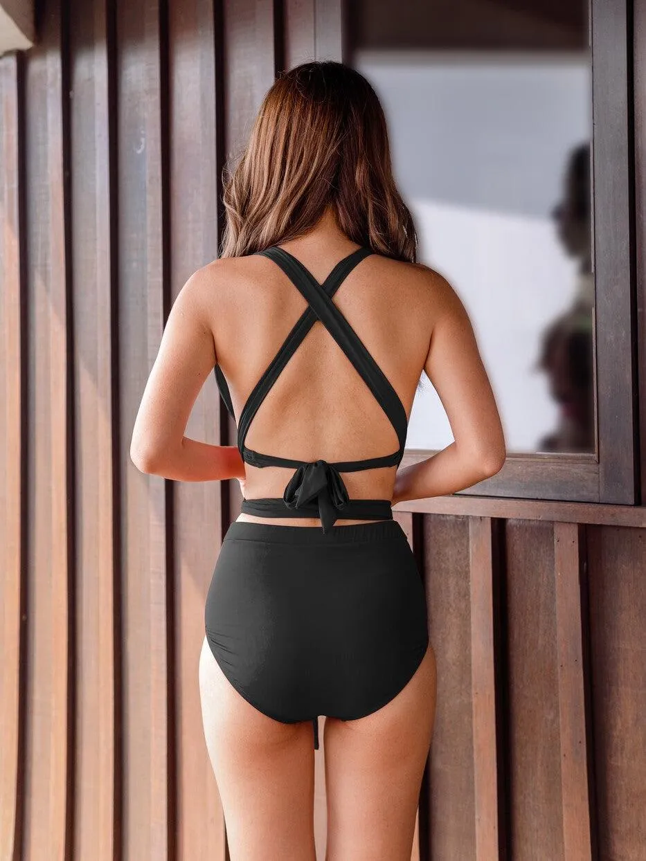 SIGNATURE INFINITY Anggun Convertible High Waist Bikini in Black