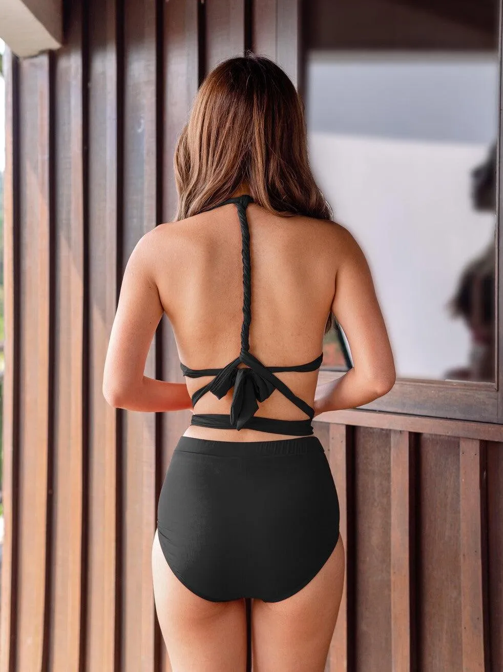 SIGNATURE INFINITY Anggun Convertible High Waist Bikini in Black