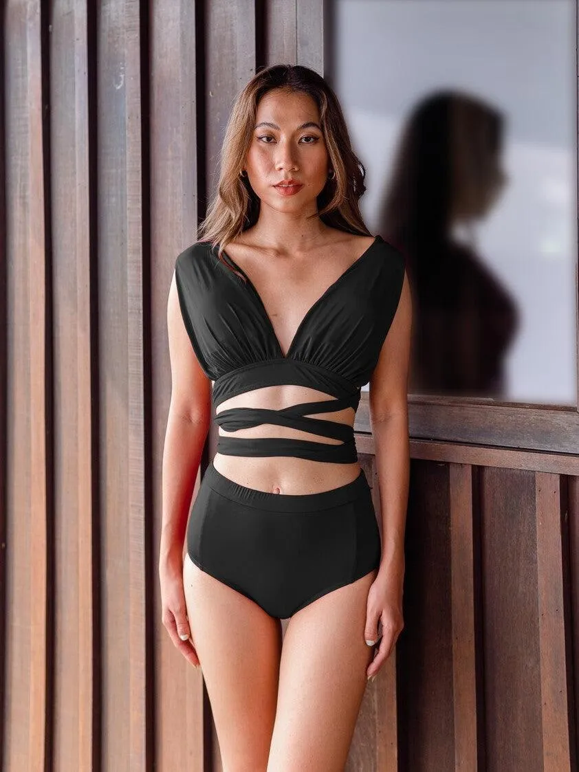 SIGNATURE INFINITY Anggun Convertible High Waist Bikini in Black
