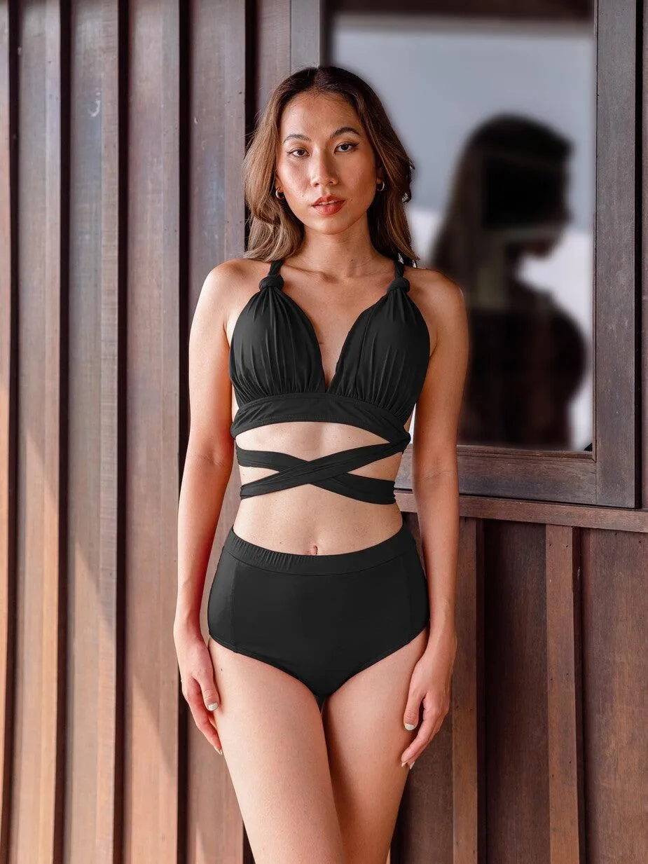 SIGNATURE INFINITY Anggun Convertible High Waist Bikini in Black
