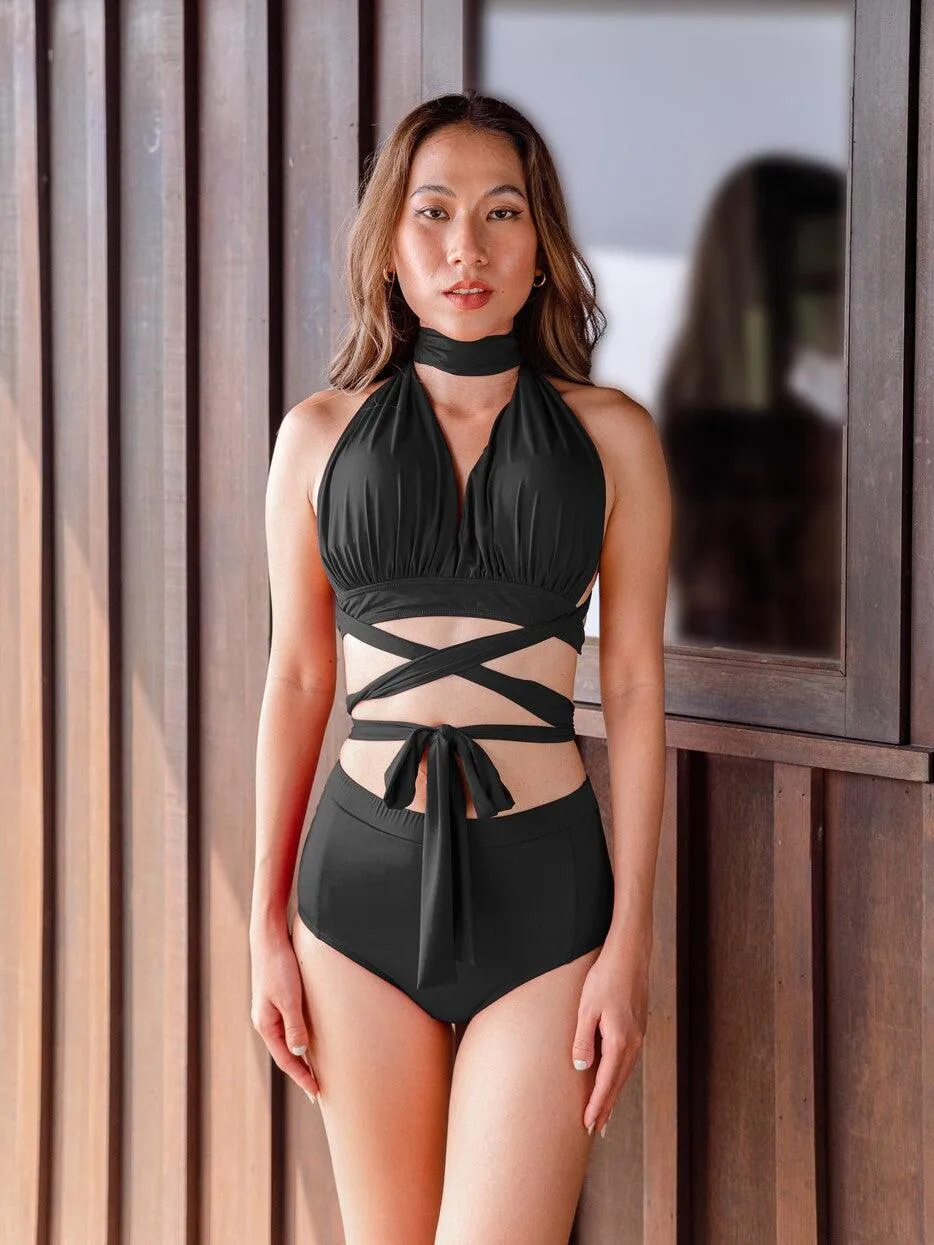 SIGNATURE INFINITY Anggun Convertible High Waist Bikini in Black