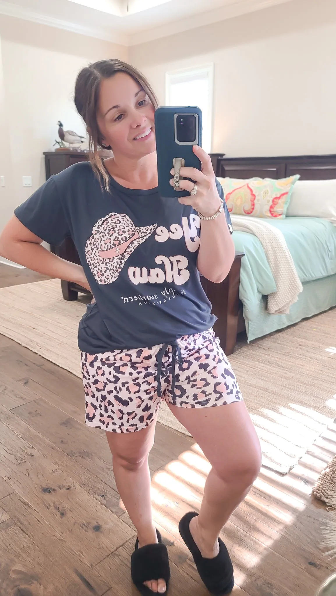 Simply Southern Pajama Short Set - YeeHaw Leopard