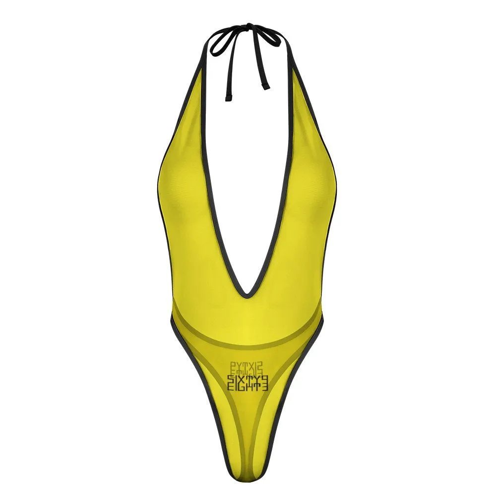Sixty Eight 93 Logo Black Lemonade Deep-V One Piece