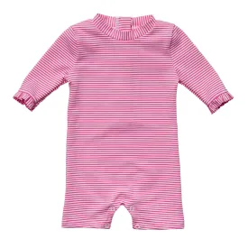 Snapper Rock Raspberry Stripe Long Sleeve Sunsuit G70819L- Pink