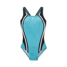 Speedo Women's Ribbed Quantum Fusion Splice One Piece Swimsuit