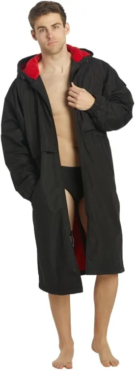 Sporti Unisex Swim Parka with Comfort Plush Fleece Lining, Multi Pocket Zipper - Water Resistant Swim Coats for Women & Men