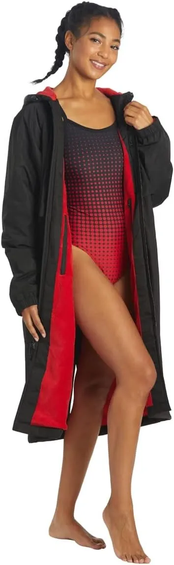 Sporti Unisex Swim Parka with Comfort Plush Fleece Lining, Multi Pocket Zipper - Water Resistant Swim Coats for Women & Men