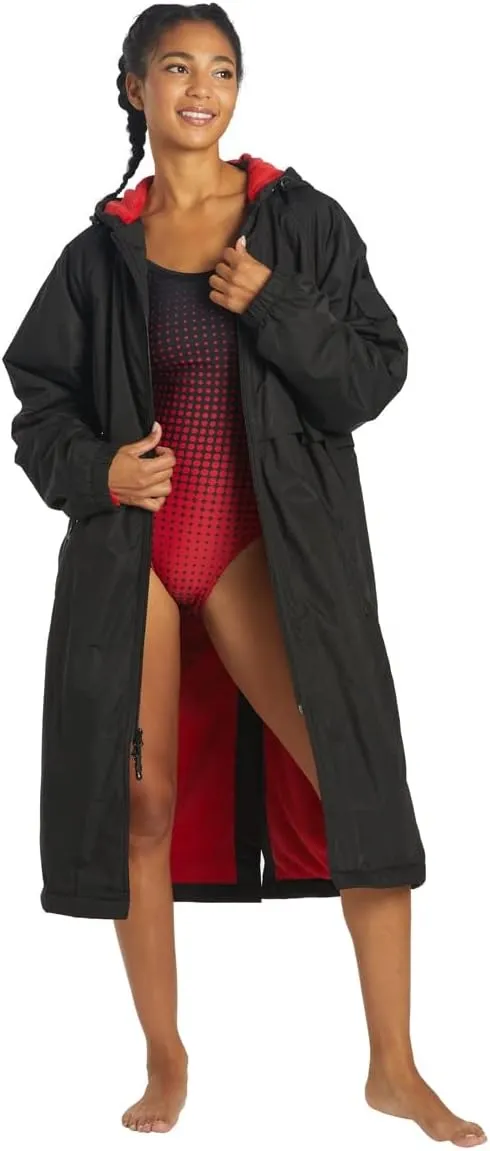 Sporti Unisex Swim Parka with Comfort Plush Fleece Lining, Multi Pocket Zipper - Water Resistant Swim Coats for Women & Men