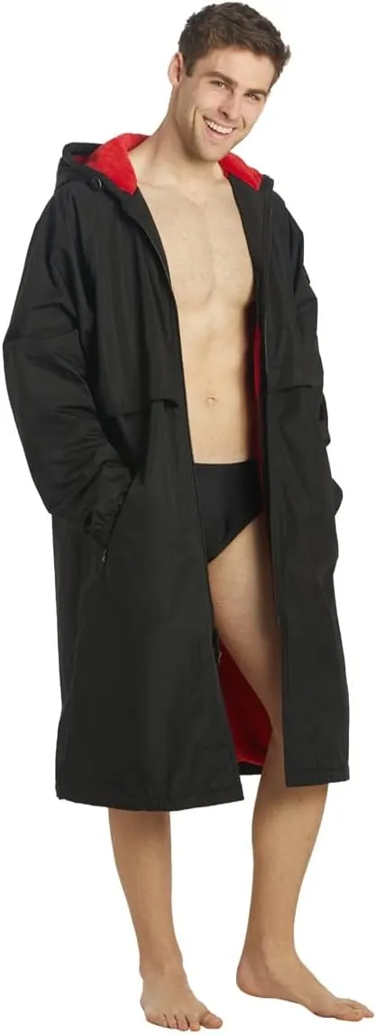 Sporti Unisex Swim Parka with Comfort Plush Fleece Lining, Multi Pocket Zipper - Water Resistant Swim Coats for Women & Men