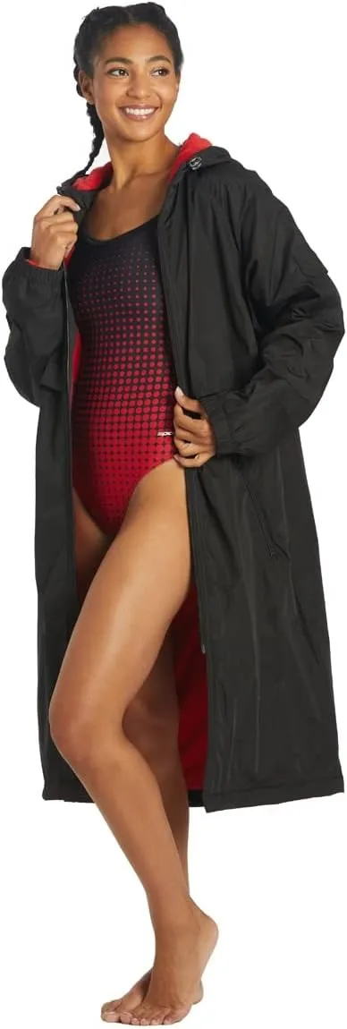 Sporti Unisex Swim Parka with Comfort Plush Fleece Lining, Multi Pocket Zipper - Water Resistant Swim Coats for Women & Men