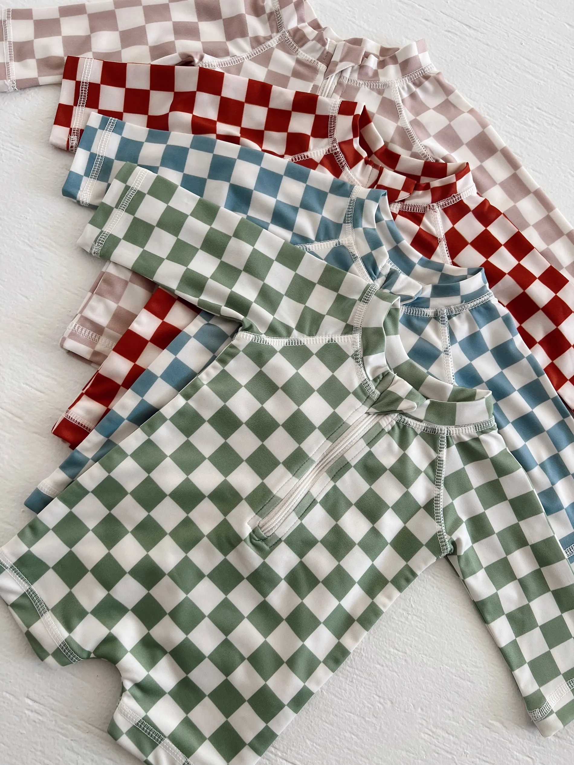 Stracciatella Checkerboard / Sonny Rashguard Swimsuit / UPF 50 