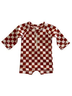 Stracciatella Checkerboard / Sonny Rashguard Swimsuit / UPF 50 