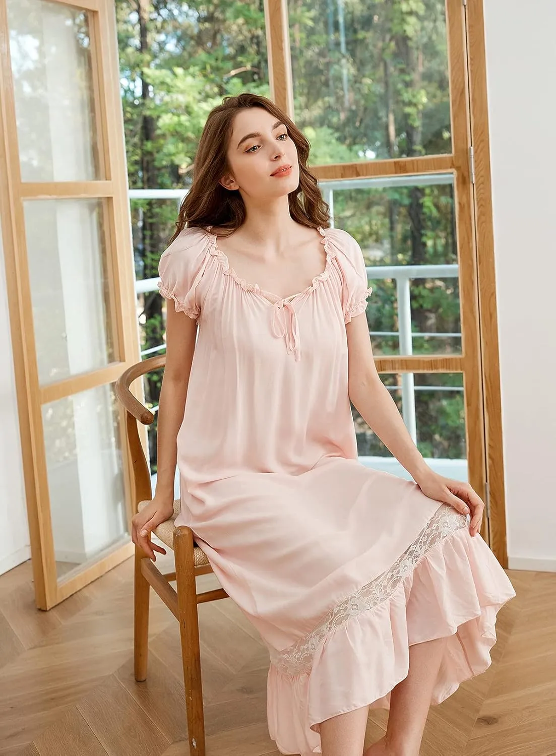 Super Soft Vintage Victorian Palace Style Nightgown Modal Viscose Rayon