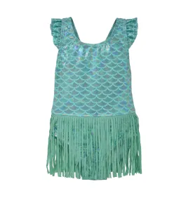 UPF 50  Keilani One-Piece Swimsuit with Fringe in Mermaid Scales - E