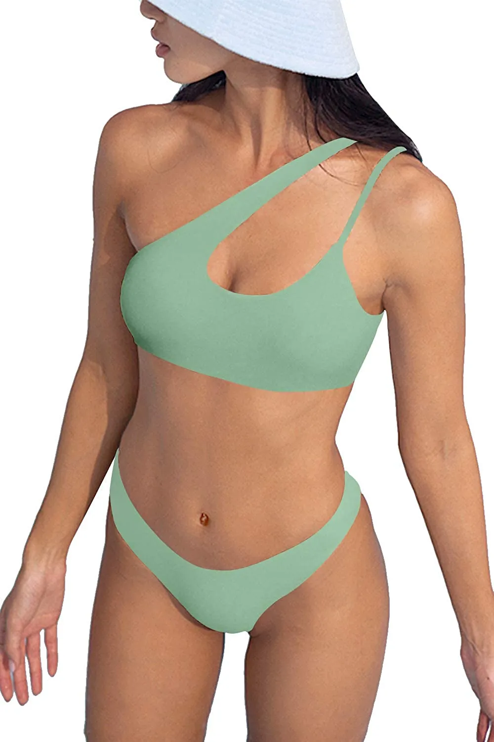 Upopby One Shoulder Bikini Set Swimsuit