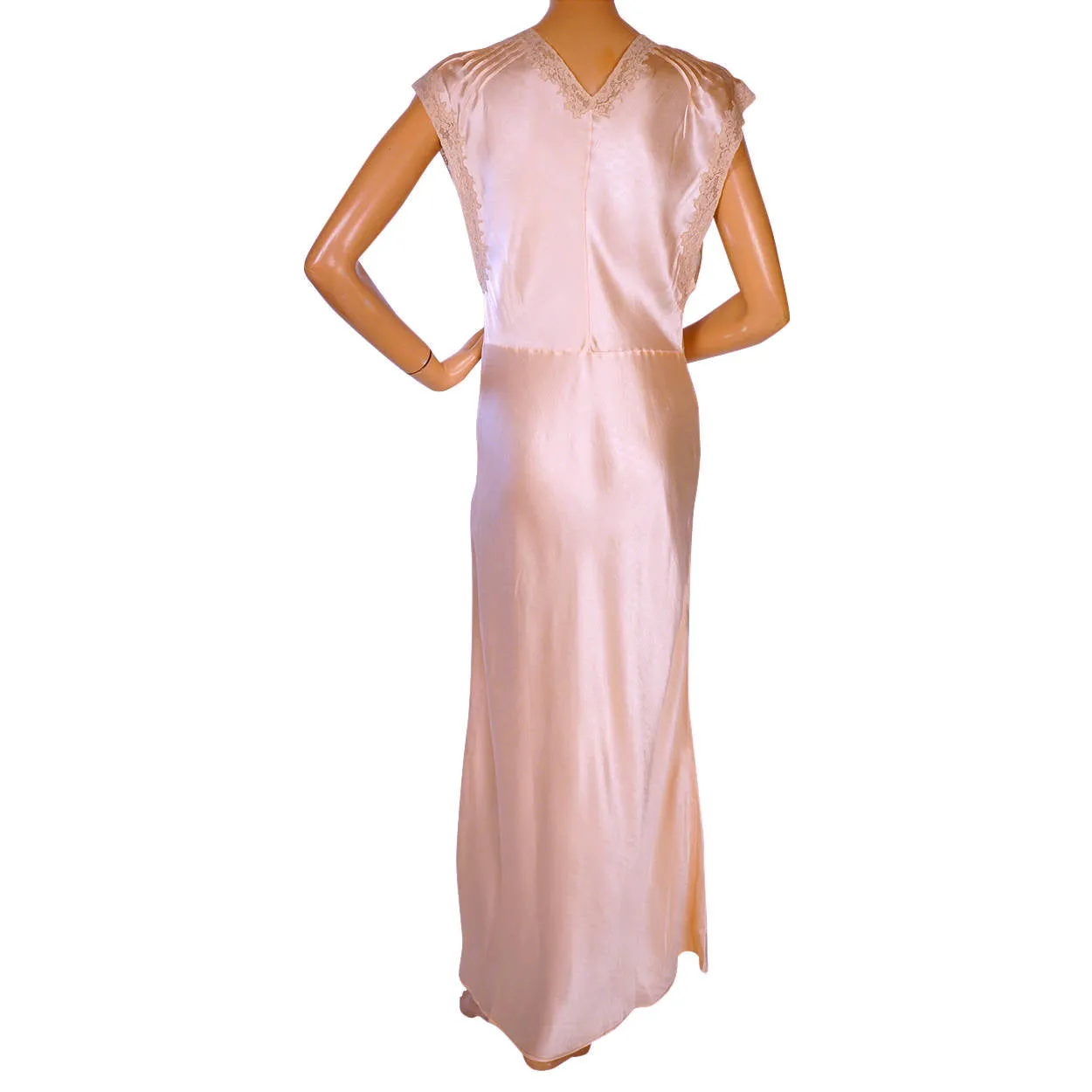 Vintage 1930s Pink Silk Nightie - Size L