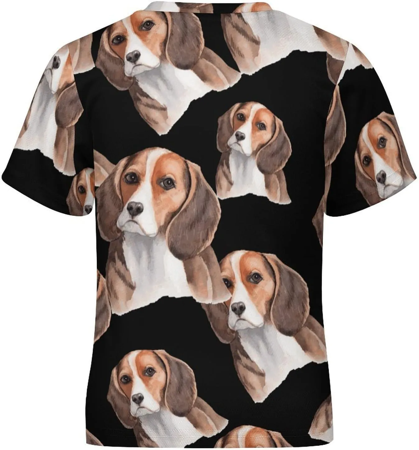 Watercolor Hand Painted Beagle Funny Short Sleeve Graphic T Shirt Crew Neck Shirts Tops Basic Sports Tee Girl Boy