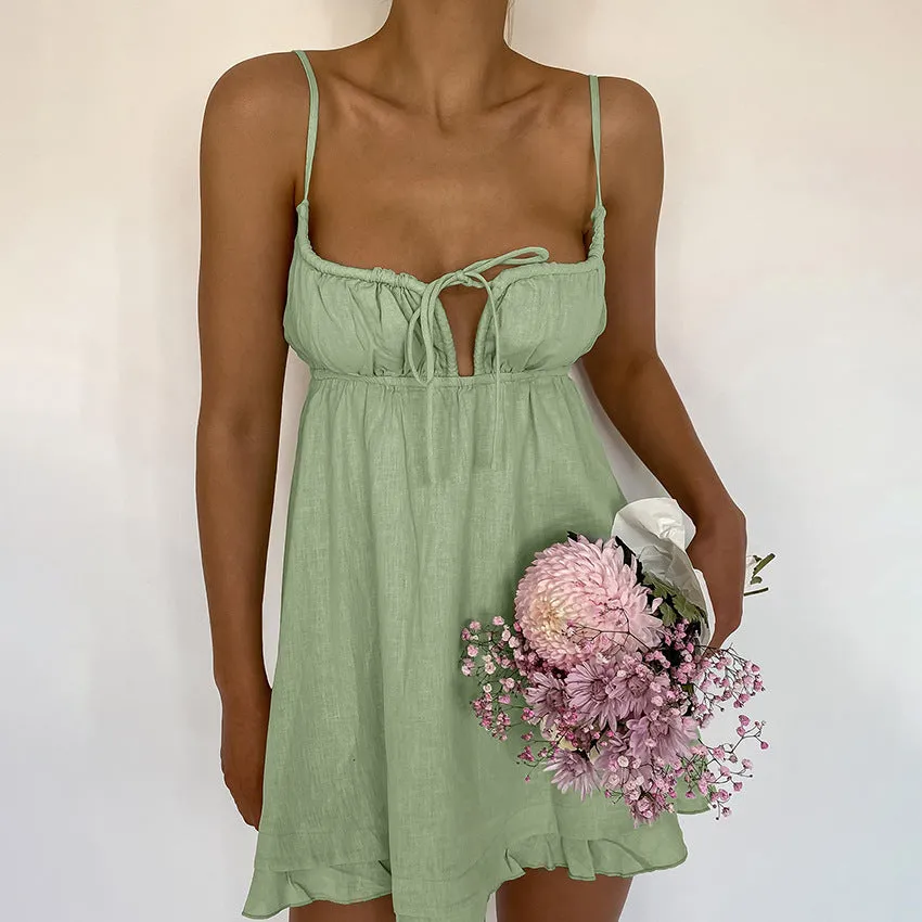 Wenkouban indie dress to impress Autumn New Sexy Sling Hollow out Nightdress White Cotton Backless Cool Women's Homewear