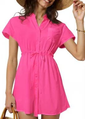 Women Swimsuit Coverup Button Down Bathing Suit Cover Ups V Neck Beach Bikini Swimwear 2025 Vacation Outfits