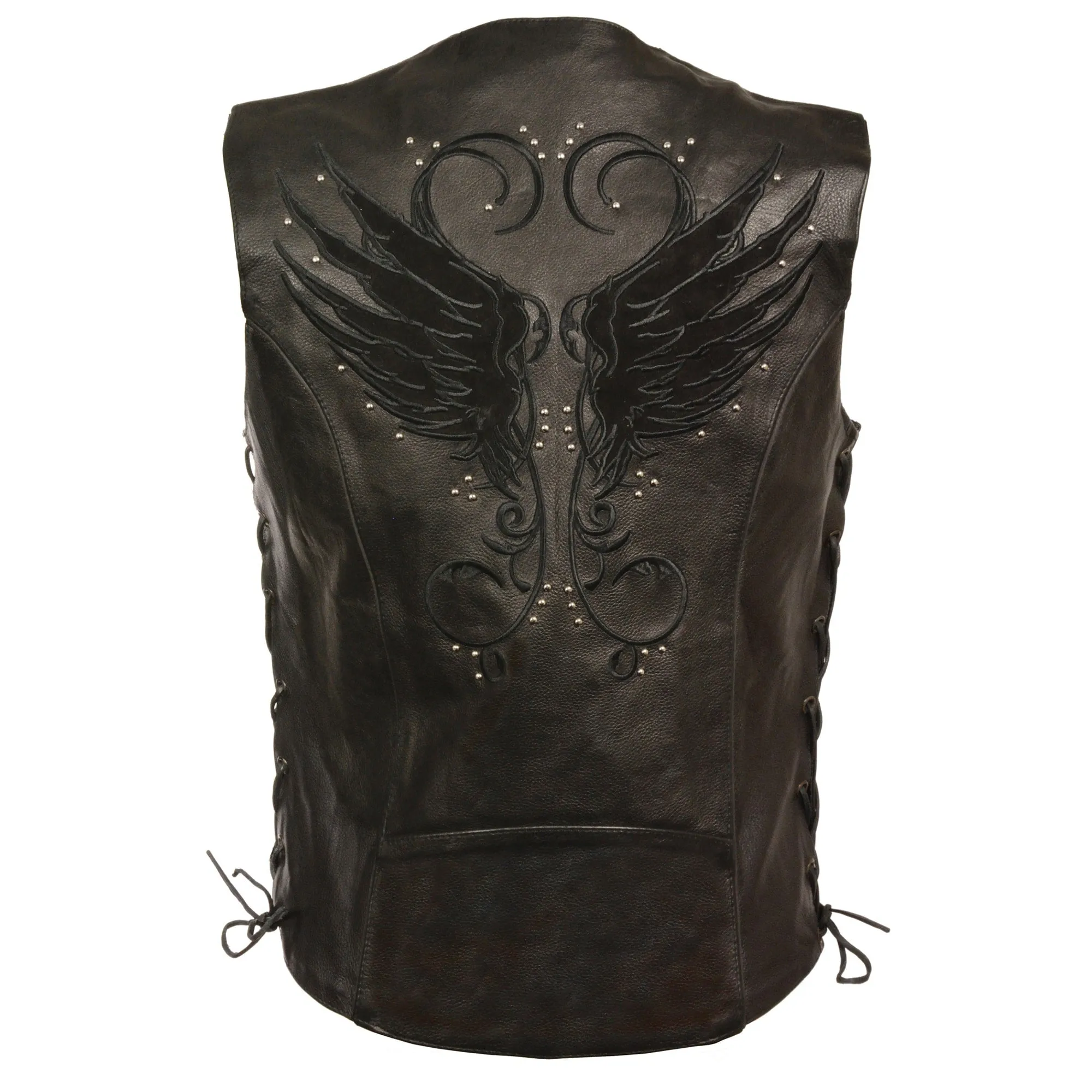 Women’s Black Vest w/ Stud & Wings Detailing
