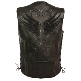 Women’s Black Vest w/ Stud & Wings Detailing
