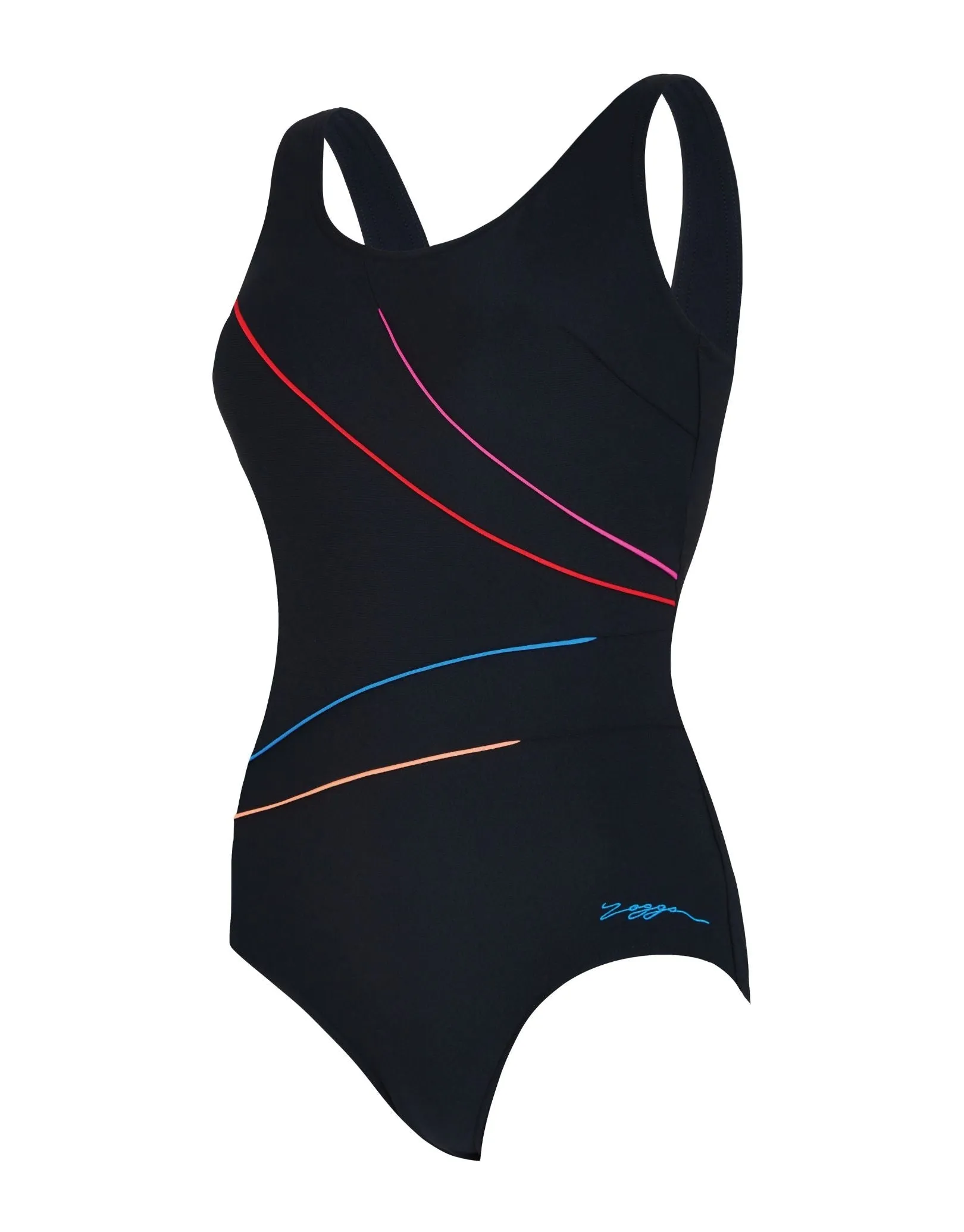 Zoggs Macmaster Scoopback Swimsuit - Black/Multicolour