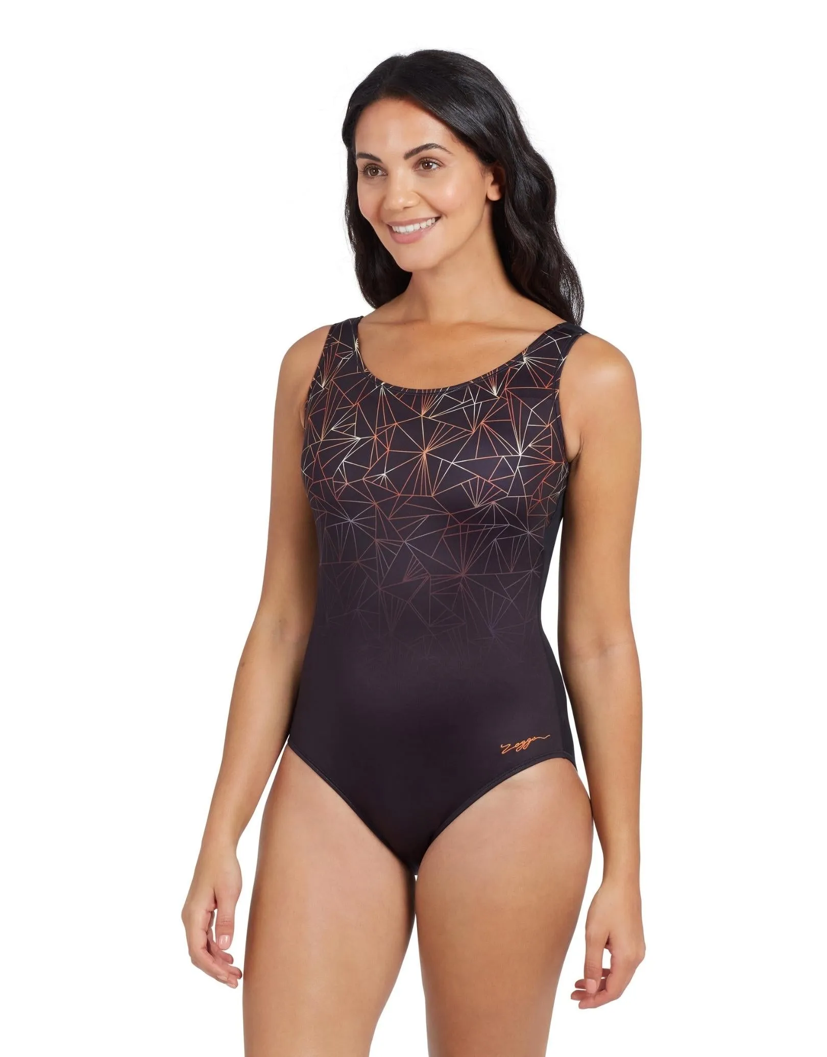 Zoggs Vintage Geo Scoopback Swimsuit - Black